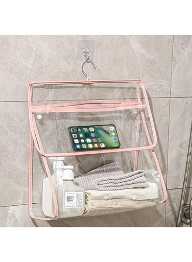 Generic Hanging Transparent Bag Hanging Shower Clear Clothing Storage Bags Clothing Organizer PVC Wall Hanging Size: 40X37.5X12Cm