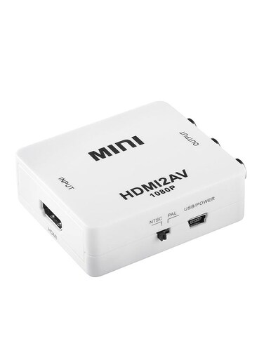 كابل تحويل فيديو عالي الدقة من HDMI إلى AV، أبيض اللون