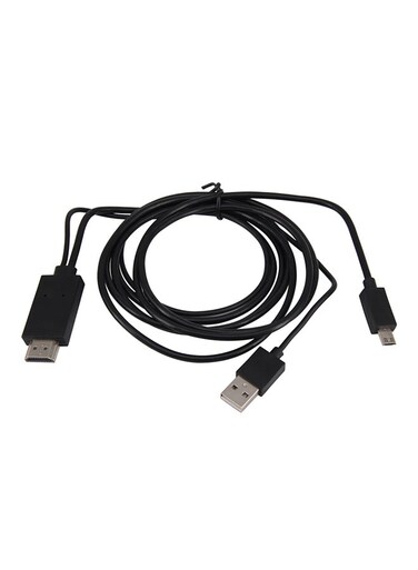 كابل محول وسائط عالي السرعة من نوع Medialink Micro USB 2.0 إلى HDMI، أسود اللون