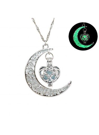 قلادة قمر مجوف مضيء، قلادة هالوين متوهجة مع علبة هدايا