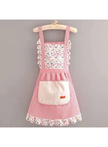 Generic Lace Aprons Korean Style Waterproof Cooking Apron, Cute Cotton Hand Wipe Cross Back Painting Apron For Women