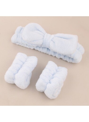 Generic Ladies Face Washing Anti Wet Three Piece Set Coral Fleece Water Absorbent Hair Band Wrist Band Face Washing Skincare Anti Wet Tool