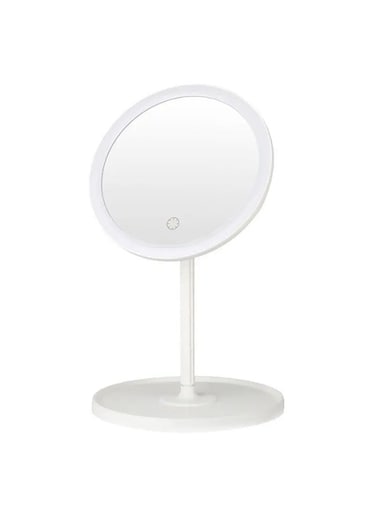 مرآة مكياج LED عامة، مرآة زينة محمولة قابلة للطي بإضاءة، مرآة تجميل قابلة لإعادة الشحن (أبيض)