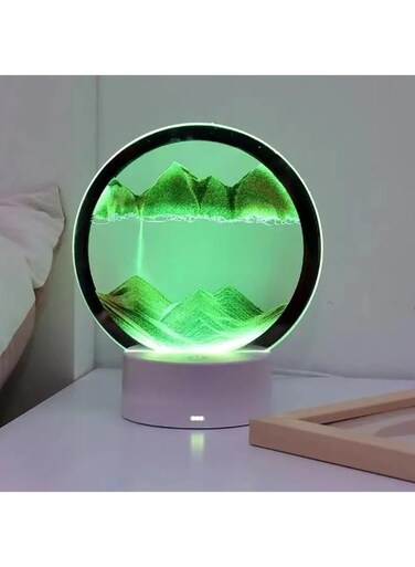 Generic LED Sand Lamp Moving Sand Art Frame RGB USB Hourglass 3D Deep Sea Sandscape In Motion Display Decoration Desk Lamp