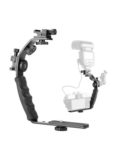 Generic L-Shaped Aluminium Flash Camera Holder Black