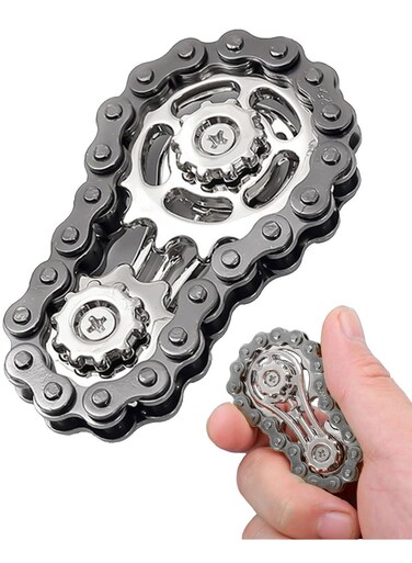 Generic Metal Fidgeting Sensory Bike Chain Gears Cube, Novelty Stress Relief Hand Finger Spinner