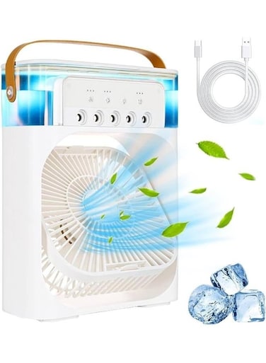 Generic Mini Evaporative Cooler, 600ml Cooler 3 Speeds, USB Personal Conditioner With 7 LED Light, 1-3H Timer AC Cooling Fan For Car Home Office Room