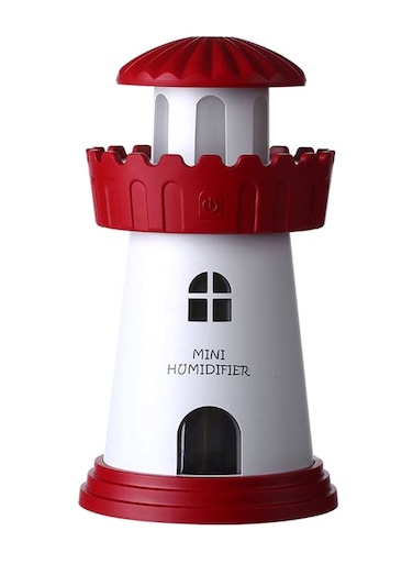 Generic Mini Lighthouse Shape Air Humidifier With LED Light 2.5W White/Red