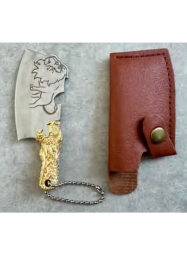 Generic Mini Steel Pocket Knife Keychain With Leather Case