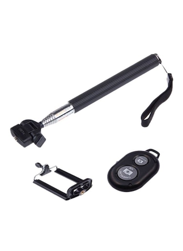 Generic Monopod Remote Shutter Handheld Selfie Stick Black/Silver