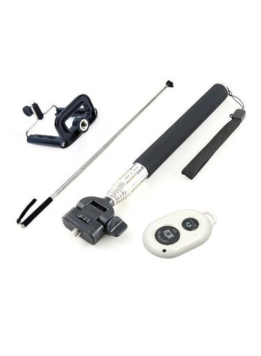 Generic Monopod Selfie Stick With Bluetooth Remote Control Black