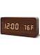 ساعة منبه خشبية متعددة الوظائف مزودة بشاشة LED لعرض التاريخ والوقت