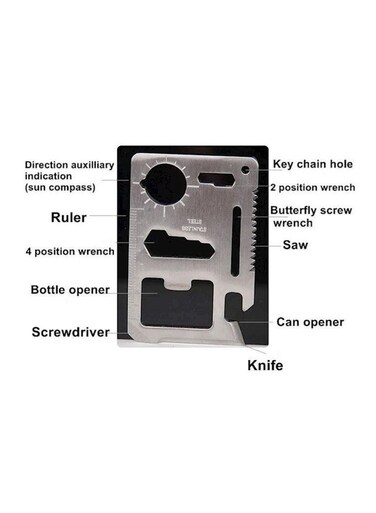 Generic Multifunctional Knife With Leather Pouch Silver