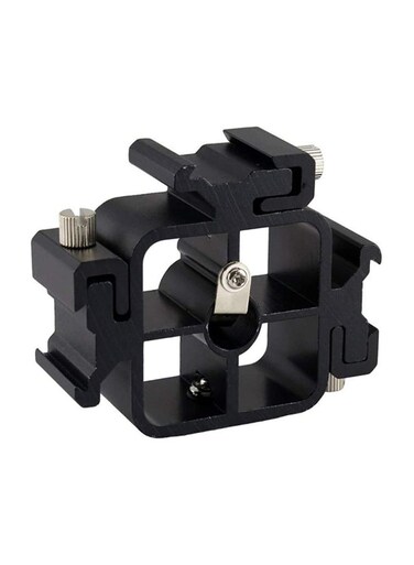 Generic Multi-Functional Three-Head Shoe Flash Camera Bracket Black
