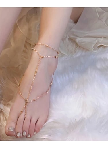 Generic Multi-Layer Classic Style Anklet Bracelet Adjustable Electroplated Foot Jewelry Decoration