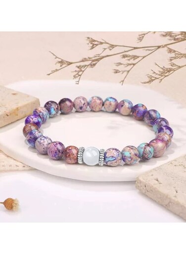 Generic Natural Stone Bead Bracelet Moonstone Elastic Bracelet