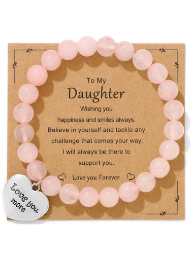 سوار من الخرز المصنوع من الأحجار الطبيعية، مصمم خصيصًا لابنتي كهدية رومانسية