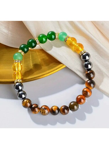 سوار معصم من الأحجار الطبيعية لجلب الثروة، إكسسوار يومي للرخاء والحظ السعيد، سوار أنيق لجلب الثروة، سوار من الأحجار الكريمة الأصلية، سوار لجلب المال