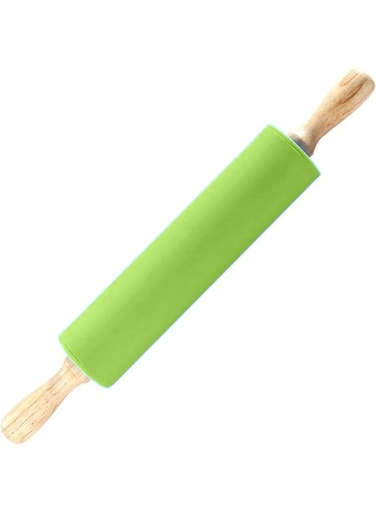 Generic Non-Stick Silicone Rolling Pin With Wooden Handle For Baling And Kitchen Used
