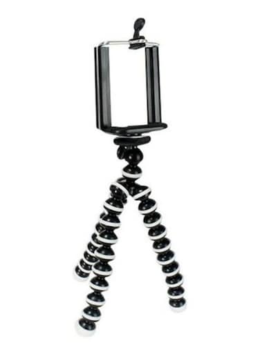 حامل ثلاثي القوائم مرن على شكل أخطبوط، أسود/فضي