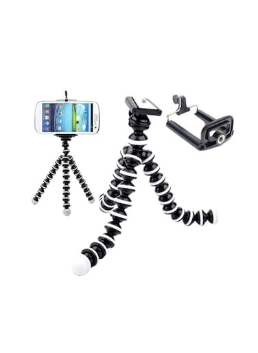 Generic Octopus Tripod Stand With Mobile Holder Clip Black