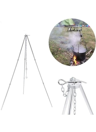 Generic Outdoor Camping Fire Oven Cooking Tripod Hanging Pot Campfire Picnic Roast (9 Pcs-Small)