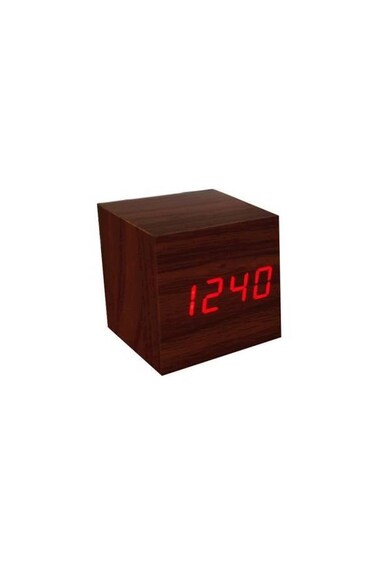 Generic Petite Delicate Fashion Digital Mini LED Wooden Clock Brown