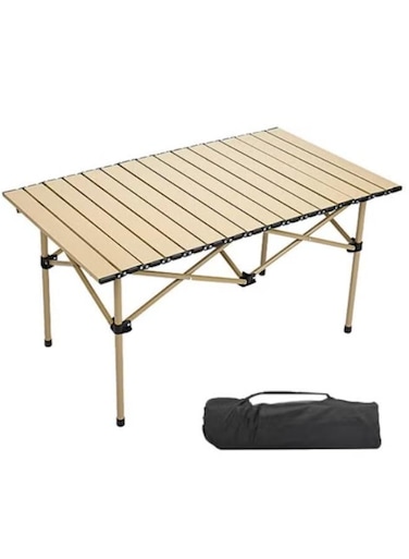 طاولة تخييم محمولة وخفيفة الوزن قابلة للطي مع حقيبة حمل، مثالية للنزهات والمشي لمسافات طويلة وصيد الأسماك والشواطئ. المقاس: 95 × 55 سم