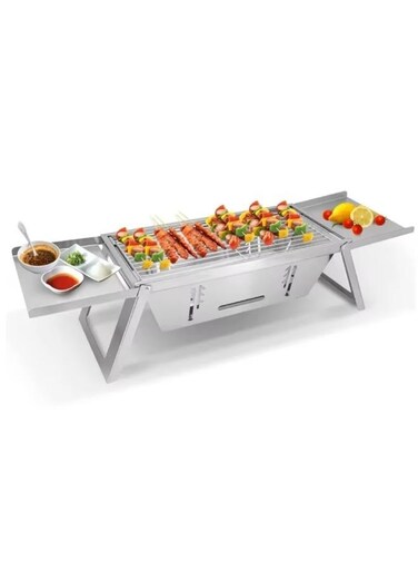 Generic Portable Charcoal Grill Folding Barbecue Stainless Steel Tabletop For Outdoor With Carry Bag