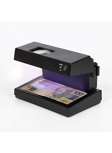 جهاز كشف العملات المزيفة المحمول، يدعم الكشف بالأشعة فوق البنفسجية والعلامات المائية، مزود بعدسة مكبرة.