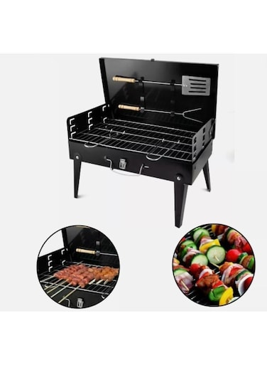 Generic Portable Folding Charcoal BBQ Barbecue Camping Grill Travel Picnic Outdoor With Grilling Spatula