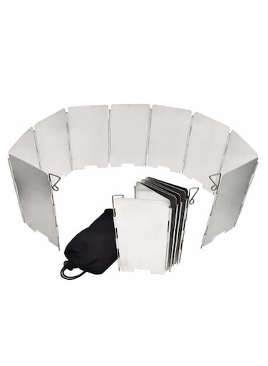 Generic Portable Ultralight 9 Panels Camping Stove Windscree Folding Windshield For Outdoor Cooking Size: 13.5Cm