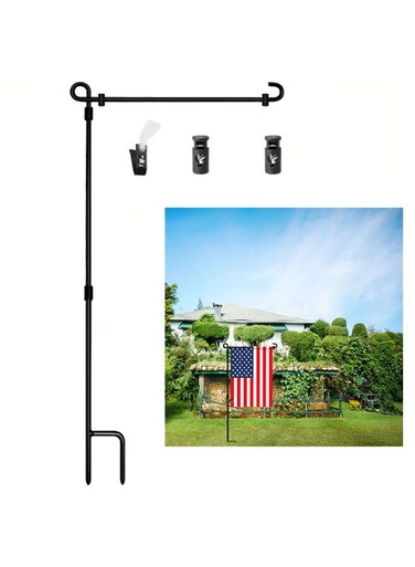 حامل علم عمودي فاخر للحدائق، مصنوع من المعدن المطلي بمسحوق مقاوم للعوامل الجوية، مناسب لجميع الفصول، ومناسب لجميع أنواع أعلام الحدائق.