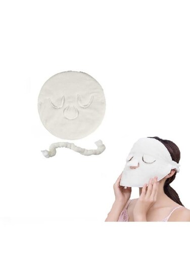 Generic Pure Cotton Double Layer Thickened Hot Compress Towel Three Holes And Strap Home Beauty Salon Facial Compress Towel Water Absorbent Edge