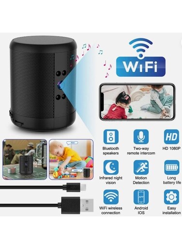 Generic Rechargeable 4K HD Mini Wi-Fi Camera Portable Bluetooth Speaker Home Security Camera
