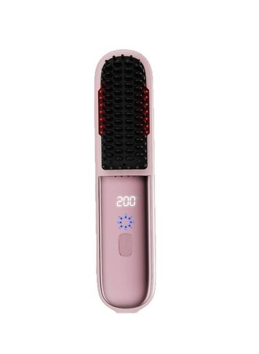 Generic Rose Pink 2Nd Gen Wireless Negative Ions Hair Straightening Brush Volumizing Inward Curling Hair Tool Non - Damaging Electric Comb (Including 1 Comb 2 Clips)