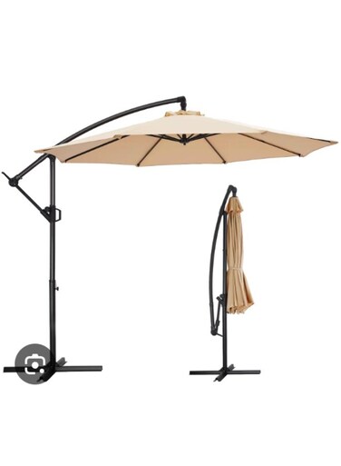 مظلة فناء دائرية عامة ذات تصميم ناتئ، مزودة بحماية من الأشعة فوق البنفسجية، وإطار فولاذي لثبات فائق، مناسبة للحدائق والشرفات الخارجية. المقاس: قطر 3 × ارتفاع 2.5 متر