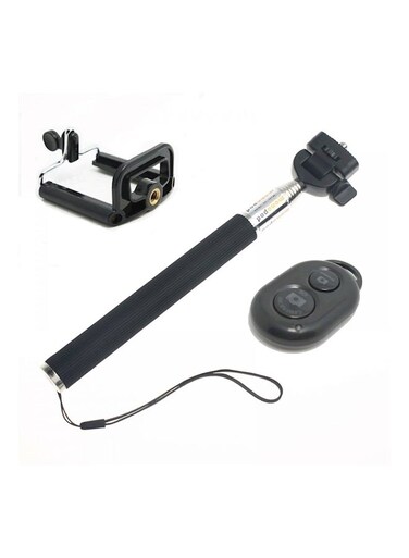 Generic Selfie Handheld Monopod Stick With Remote For Smartphone Black/Silver