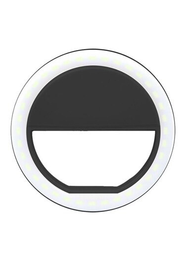 مصباح سيلفي LED دائري أسود اللون