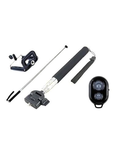Generic Selfie Stick Monopod With Bluetooth Shutter Remote Black
