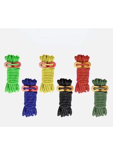 مجموعة عامة من 6 حبال خيام للتخييم، حبل خيمة خفيف الوزن للغاية 4 مم مع مشد ألومنيوم