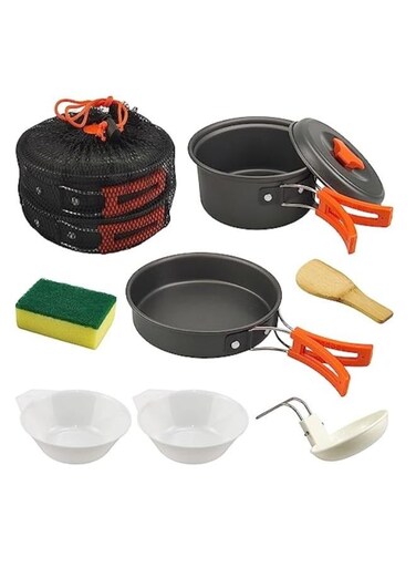 Generic Set Of Camping Cookware For Backpack Cookware Pot And Pans Set, Survival Cooking Kit For Hiking Cooking Gear Outdoor Cooking And Picnic, Hiking,