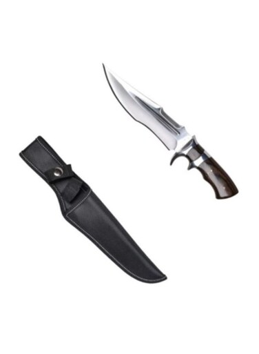 Generic Stainless Steel Fixed Blade Hiking Knife With Wooden Handle