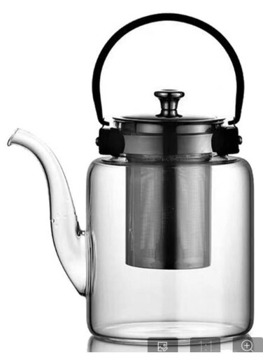 Generic Stainless Steel Glass Teapot 1500ml Heat Resistant Loose Tea Glass Infuser Kettle Tea Coffee Water Stovetop Kettle For Flower Tea Loose Tea Leaves Transparent T-1500