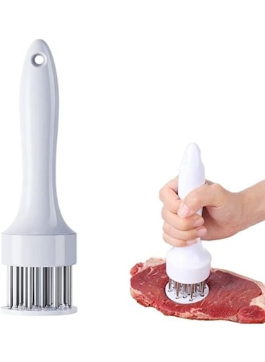 Generic Stainless Steel Needle Ultra Sharp 21 Blades Tenderizer Tool With Cleaning Brush Kitchen Gadgets For Tenderizing Beef Chicken Steak Veal Poultry Cooking