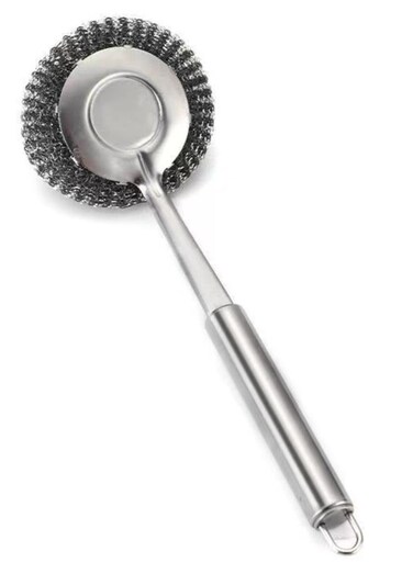 Generic Stainless Steel Scourer Scrub Brush With Metal Handle For Pots Pans Grills BBQ Cleaning Brush For Grilling Dirt Remova Cleaning Brush