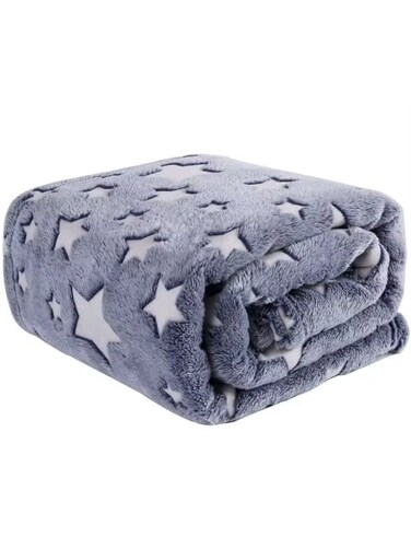 Generic Star Printed Design Extra Soft King Size Solid Blanket All Season Flannel Fleece Throw Blanket 230X250Cm Polyester Light Weight