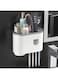 Generic Toothbrush Holder Wall Mounted With Double Automatic Toothpaste Dispenser Squeezer Kit With 1 Cup