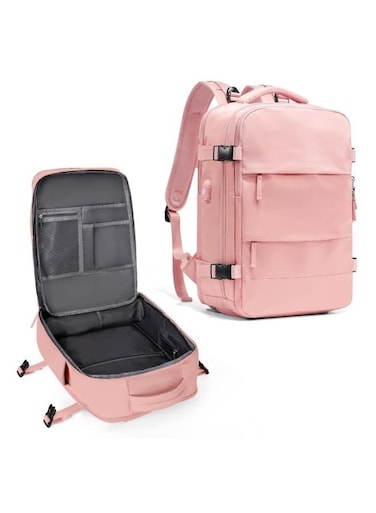 حقيبة ظهر سفر عامة للرجال والنساء، معتمدة من شركات الطيران كحقيبة يد، مزودة بجيب للأحذية، تتسع لجهاز كمبيوتر محمول بحجم 15.6 بوصة ومنفذ شحن USB