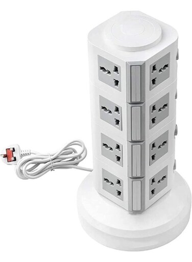 Generic Universal Vertical Multi Socket 220V Tower Extension Electrical Outlet Lead With USB Ports 3M Cord And Uk-Plug Power Strip Multi Charging Station